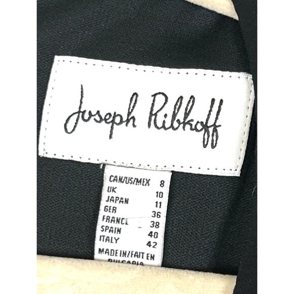 Joseph Ribkoff Women's 8 Black white silky knit unlined abstract midi dress - Picture 6 of 7